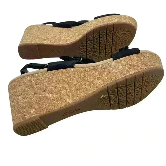 Clark’s black suede upper Comfort collection ortho light wedge sandals size 10 - Picture 5 of 8
